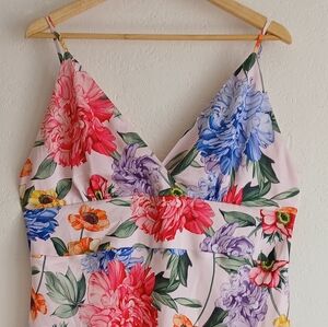 Express Women’s  Floral Maxi Dress Lined Adjustable Straps V Neck Size XL